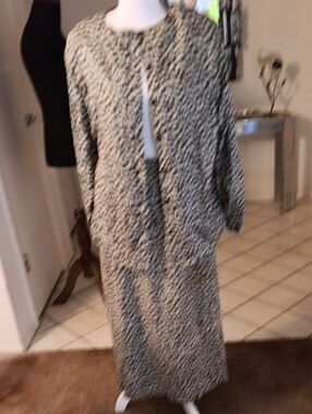 Rafaella Black and Cream Textured Two-Piece Dress Set